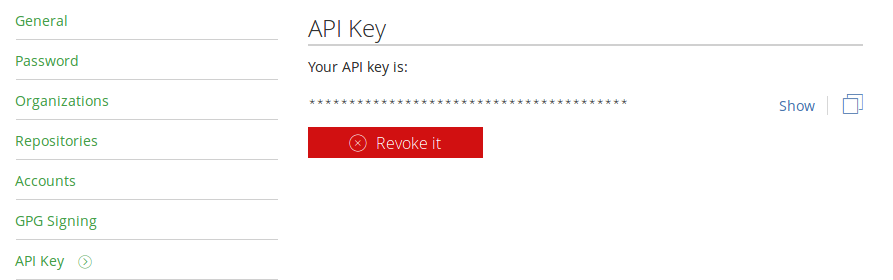 Copy API key